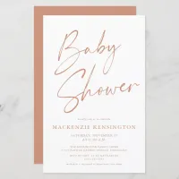 Budget Terracotta Boho Simple Script Baby Shower