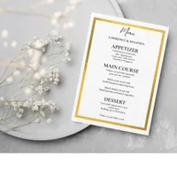 Gold Monogram Simple Elegant Wedding  Menu