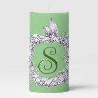 Romantic, Vintage Wreath Personalized  Pillar Candle