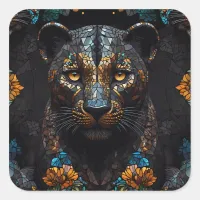 Mosaic Leopard Majesty Square Sticker