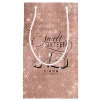 Glitter and Shine Sweet 16 V2 Rose Gold ID675 Small Gift Bag