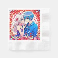 Anime Couple Unique Wedding Napkins