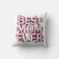 *~ AP72 Mother Day BEST MOM EVER Hearts Floral #1 Throw Pillow