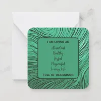 Love And Light Positive Affirmations Emerald Green Note Card