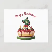 Ice Hockey Player Birthday Cake Postcard