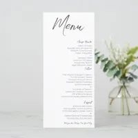 Minimalist Modern Wedding  Menu