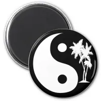 Black and White Palm Tree Yin Yang Magnet