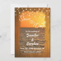 Sunset Beach Rustic Typography Wedding Save the Da Save The Date