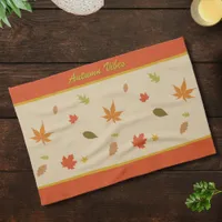 Colorful Autumn Leaves with custom text Kitchen Towel