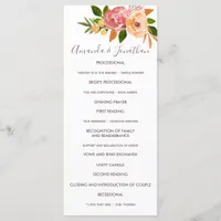 Spring Wedding watercolor flowers Wedding Program