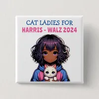 Cat Ladies for Harris and Walz Political Humor Button