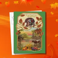 Vintage Thanksgiving Greetings Autumn Holiday Postcard