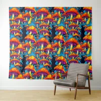 Psychedelic Retro Trippy Mushrooms Tapestry