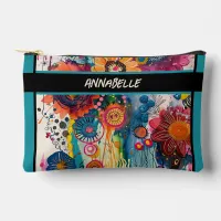 Vibrant Doodle Flowers  Accessory Pouch