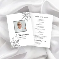 Elegant Winter Snowflakes Funeral Service Program