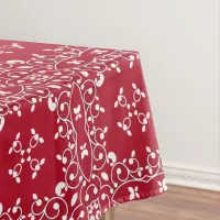 Red and White Elegant Classic Baroque Pattern Tablecloth