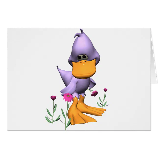 Cute and Shy Purple Cartoon Duck