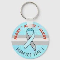 Diabetes Type 1 Alert Key Chain Awareness Ribbon