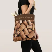 Wine Corks Photo it's Wine O'Clock Slogan Tote Bag