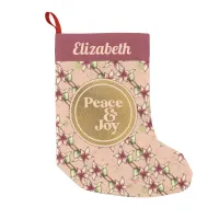 Peace and Joy Pink and Gold Name Christmas Small Christmas Stocking