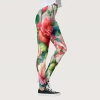 Whimsical Rose Pattern Leggings