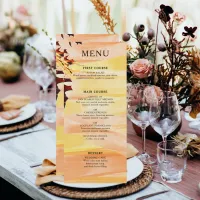 Autumn Leaves Orange Yellow Swirl Wedding Menu