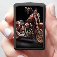 Custom Motorcycle in Red & Gold Zippo Lighter