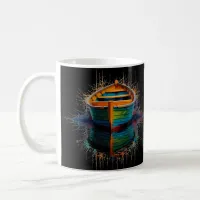 Boat with reflection on the water watercolour  coffee mug