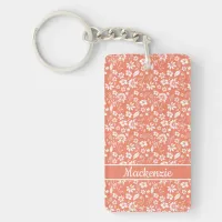 Coral Peach Tropical Spring Flowers Photo Keychain