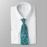 Chic animal print in blue - feather design neck tie