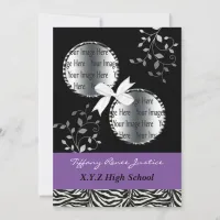 chic purple double photo Graduation Invitation