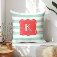 Coral & Seafoam Custom Monogrammed | Throw Pillow