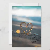 Sparkling Heart on Beach | Unique Romantic Photo Holiday Card