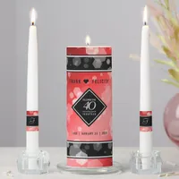 Elegant 40th Ruby Wedding Anniversary Celebration Unity Candle Set