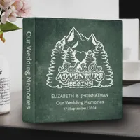 Mountain Adventure Begins Green Chalkboard Wedding 3 Ring Binder