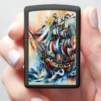 Pirate Ship In Stormy Sea Zippo Lighter