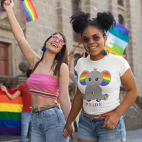 LGBTQ gay pride - cute elephant with rainbow flag T-Shirt