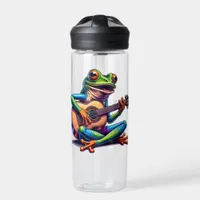 Cute Frog Playing a Guitar Personalized Water Bottle