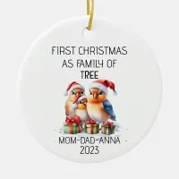 First Christmas Family of Tree Birds Ceramic Ornament