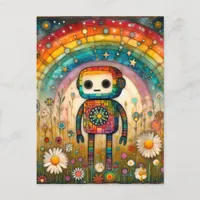 Rainbow Adorable Robot Postcard