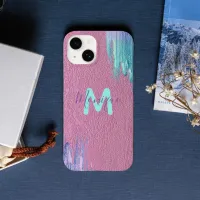 Fancy Modern Glam Pink Purple Teal Paint Strokes Case-Mate iPhone 14 Case