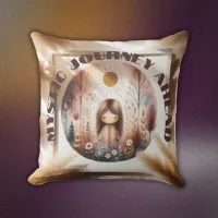 Mystic Journey Ahead, Boho in brown and black | Throw Pillow