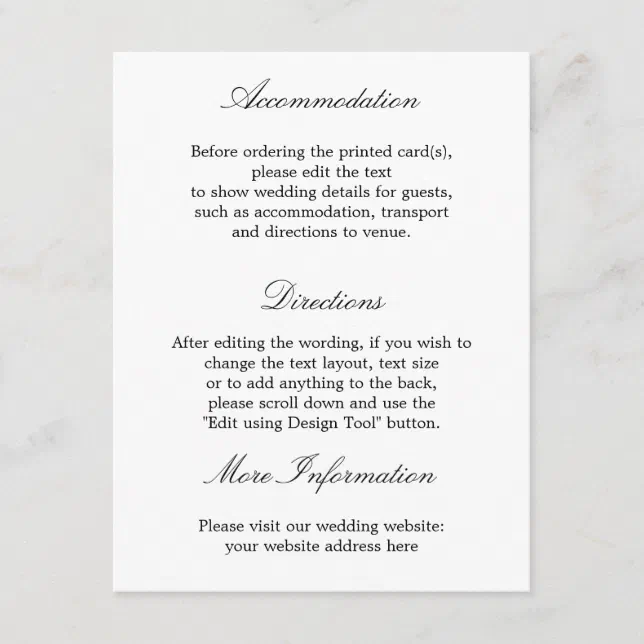 Elegant Minimalist Wedding Details Card