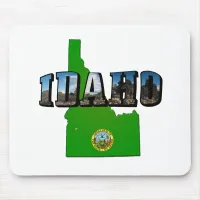Idaho Map, Seal and Picture Text Mouse Pad