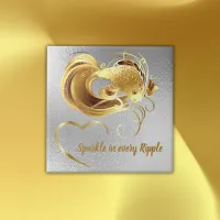 Gold goldfish on silver foil monogram | ceramic tile