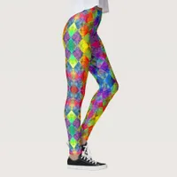 [Harlequin Tie-Dye] Diamond Fractal Checkered Leggings