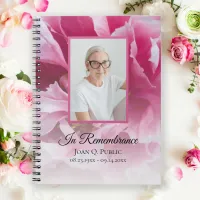 Pink Peony Flower Celebration of Life Funeral Notebook