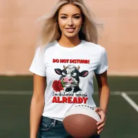 Monochrome Beauty: Cow With Red Rose T-Shirt