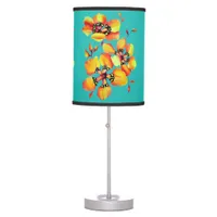 Elegant Orange Flowers Tricolor Botanical Plants Table Lamp