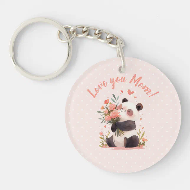 Panda Love You Mom Mothers Day Gift Keychain